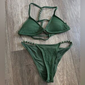 Aerie Green Cheeky Bikini Bottom and Triangle Top Size XS